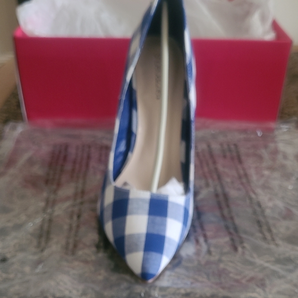 Shoe Dazzle Blue and White Checkered Heels